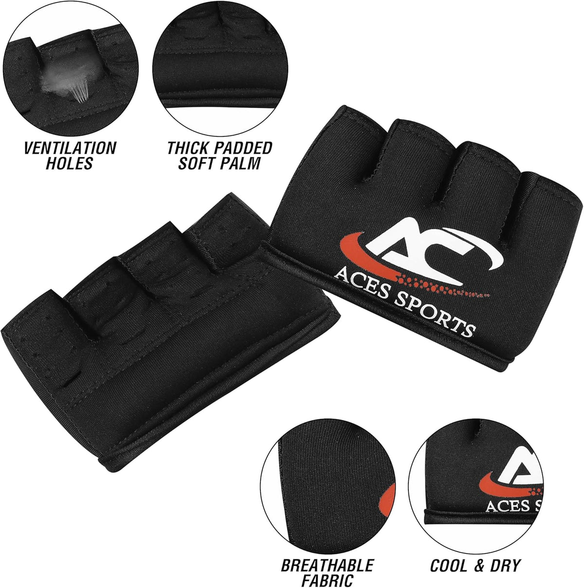 Gel Knuckle Protector, Black MMA Gel Hand Guard, Fingerless Design