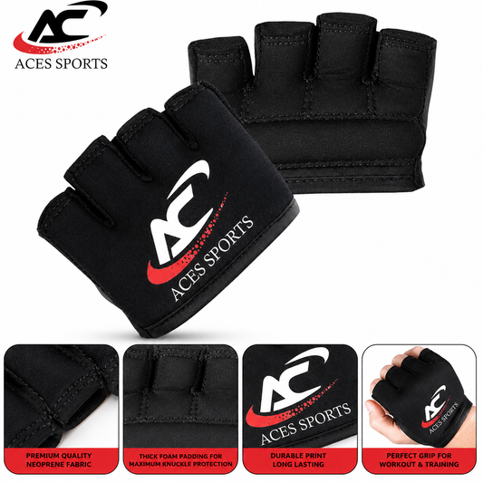 Gel Knuckle Protector, Black MMA Gel Hand Guard, Fingerless Design
